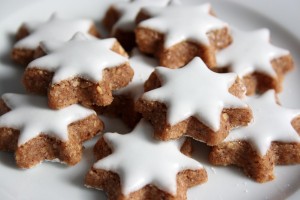 Star shaped glazed cookies for Christmas